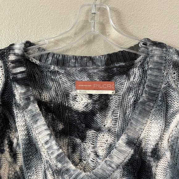 Anthropologie Pilcro Joni Cable Knit Sweater Tie-Dye Black Size Medium - Picture 2 of 6